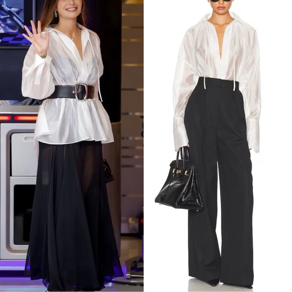 Helsa Tops - NWOT Helsa Poet Blouse White Sheer Romantic Tie Neck Top XS Chic Spring Break